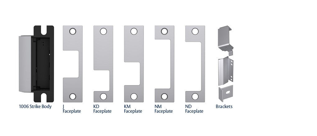 My Store HES 1006CS Complete Smart Strike for Deadbolt Locks installed on a door, showcasing the durable metal strike plate.