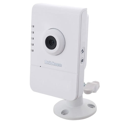 Wireless security camera Brickcom WCB-100AE-08 with WiFi connectivity, compact design, and outdoor weatherproof housing.