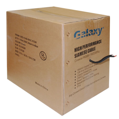 Galaxy Siamese cable, 1000ft length, with twin and single conductors, shown coiled and ready for installation.