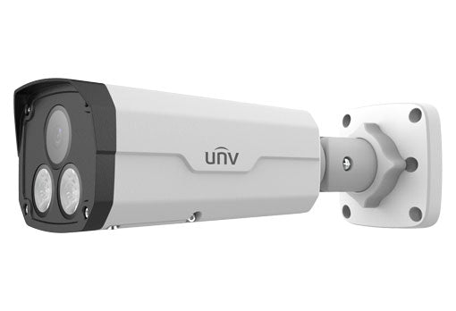 Uniview IPC2225SE-DF40K-WL-I0 5MP HD ColorHunter fixed bullet network camera mounted outdoors, capturing clear surveillance footage