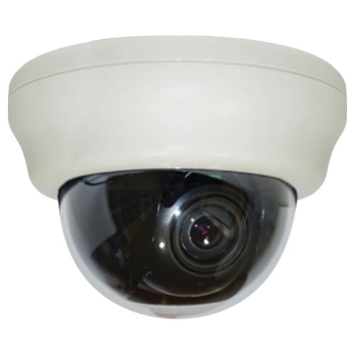 My Store Galaxy 1080P HD-TVI indoor dome camera with 2.8~12mm varifocal lens, showcasing its sleek design and adjustable lens.