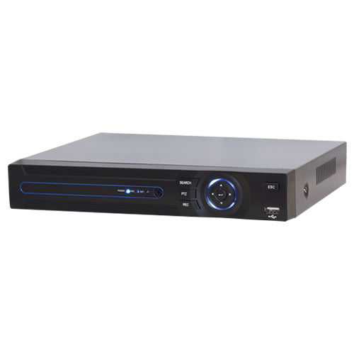 Galaxy 8CH AHD 720P Real-Time DVR with multiple ports and power inputs, black rectangular device for security surveillance.