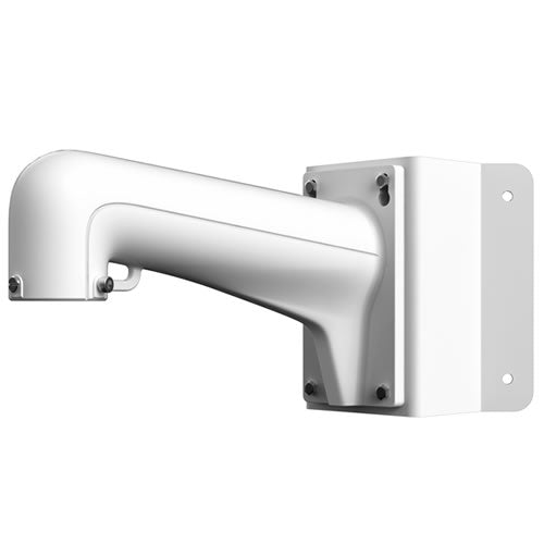Metal corner mount bracket for Hik PTZ camera, sturdy metal construction, designed for secure outdoor surveillance installation.