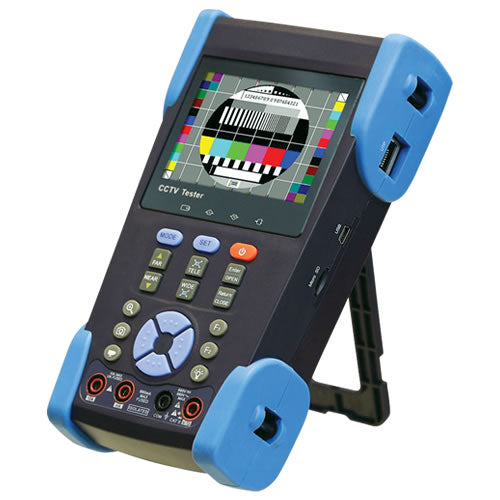 3.5-inch multi-functional tester monitor by My Store showing CVI, TVI, and AHD video signal options on its display screen.
