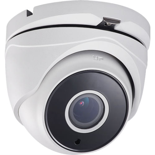 My Store Galaxy 3MP HD-TVI motorized dome camera with 2.8~12mm lens, featuring adjustable zoom and outdoor security surveillance.