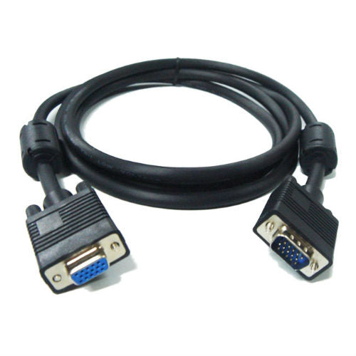 VGA extension cable in black, 100ft length, showing connectors for extending VGA video connections.