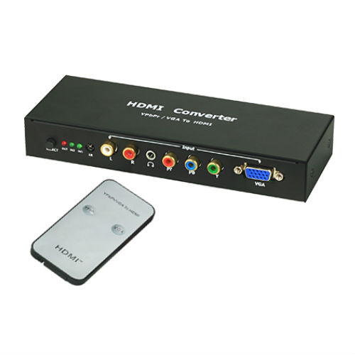 VGA and YPbPr to HDMI converter device, compact black connector for digital video signal conversion from My Store