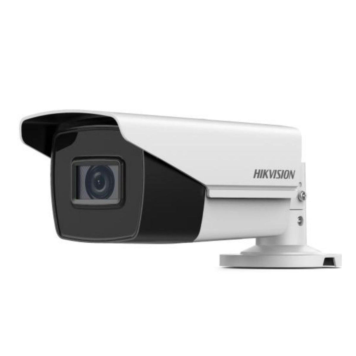 Hikvision 8MP Turbo HD analog camera with 2.8mm lens, black exterior, mounted on a wall for home security surveillance.