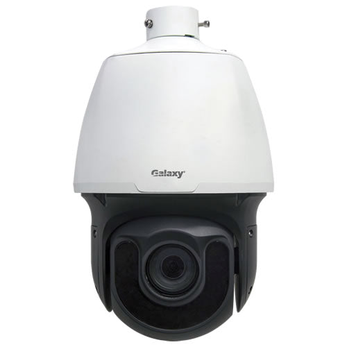 Galaxy Pro Series 2MP Starlight IR PTZ Dome Camera with 22x zoom and 6.5-143mm lens, designed for surveillance.