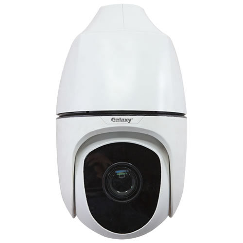 My Store Galaxy Pro Series 2MP Starlight IR PTZ Dome Camera with 44x zoom and 5-220mm lens, showing the camera mounted indoors.