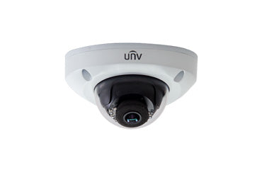 Uniview IPC314SR-DVPF28 4MP vandal-resistant IR mini dome security camera mounted on ceiling.