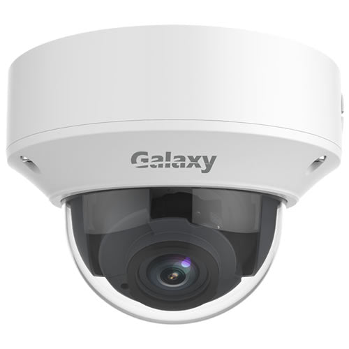 My Store Galaxy Pro Series 4MP motorized VF IR dome camera with 2.8~12mm lens, infrared night vision, and weatherproof design.