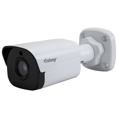 My Store Galaxy Pro Series 4MP IR Mini Bullet Camera with 6mm lens, showcasing its compact design and infrared night vision capabilities.