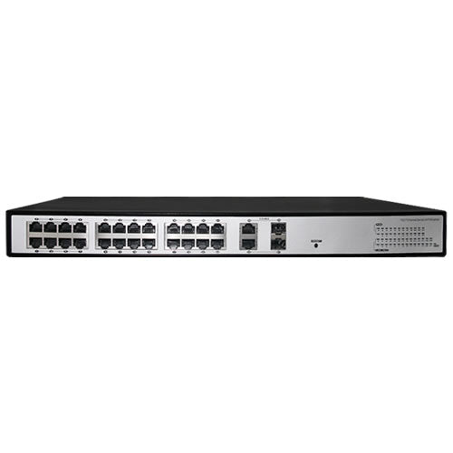 24-port 10/100Mbps IEEE 802.3af/at PoE switch from My Store with ports and Ethernet ports visible.