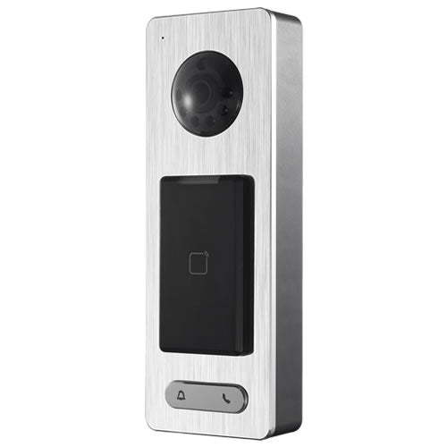 Video Access Control Terminal by My Store showing a sleek black device with a screen and keypad for secure entry management.
