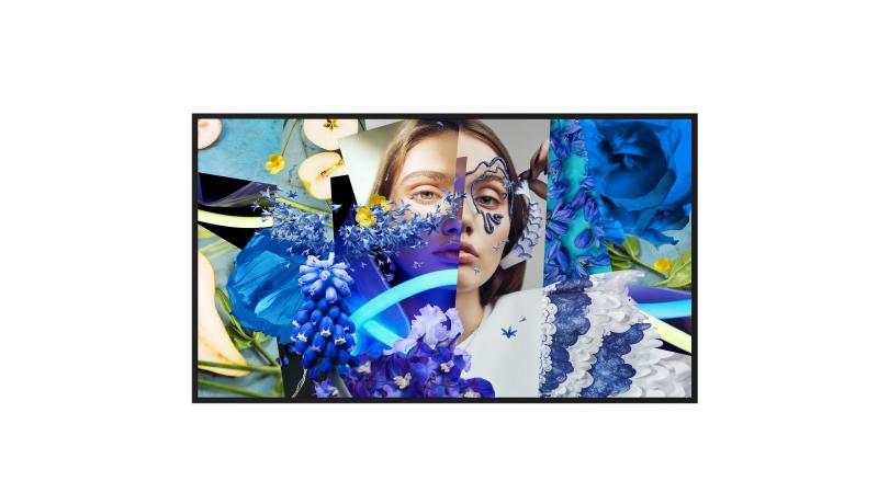 Hikvision Digital Signage Display DS-D6050UN-DL by Galaxy Security, showing a sleek 50-inch screen with vibrant digital content.