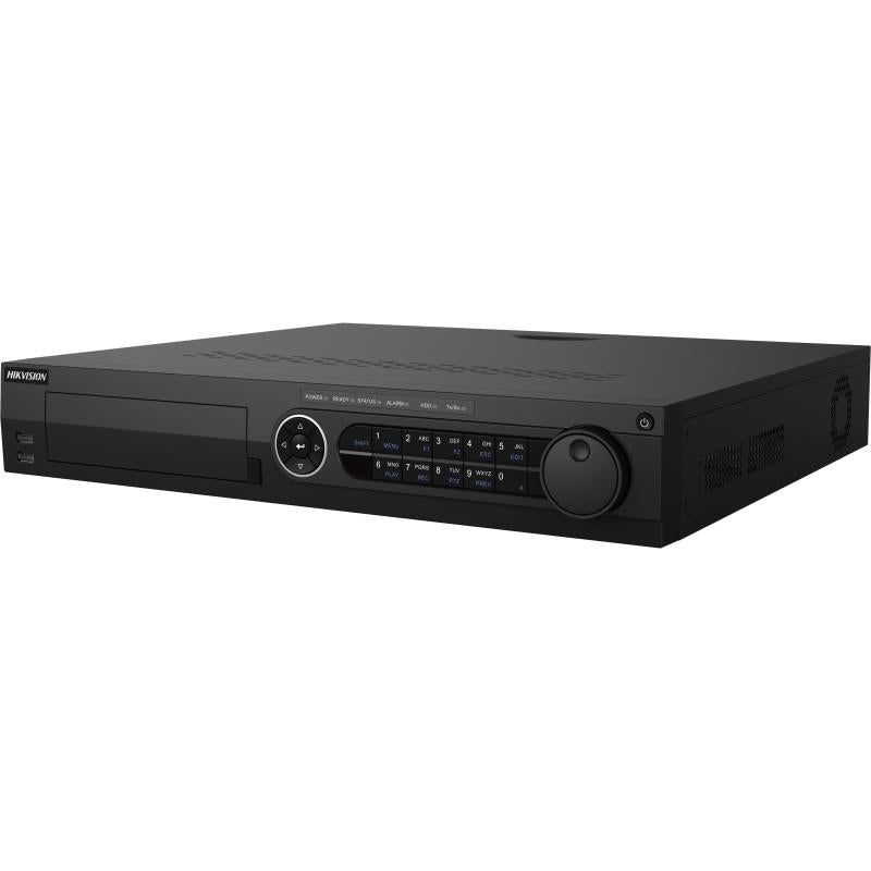 Hikvision Digital Video Recorder iDS-7332HUHI-M4/S by Galaxy Security with multiple video input ports and control buttons visible.