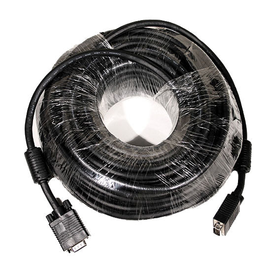 Heavy-duty 100ft VGA to VGA cable for high-quality video connections, featuring durable construction and secure connectors.