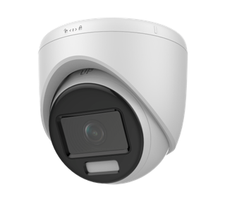 Galaxy Platinum 8MP Color247 White Light HD-TVI turret camera with fixed lens, outdoor surveillance, black housing.