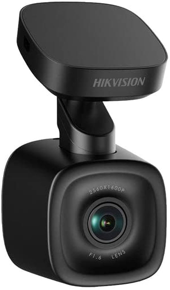 Hikvision AE-DC5013-F6 1600p dash cam mounted inside a vehicle showing the front lens and dashboard view