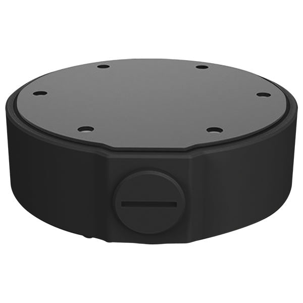 Uniview TR-JB04-C-IN-BK black security camera junction box with cable management and mounting features.