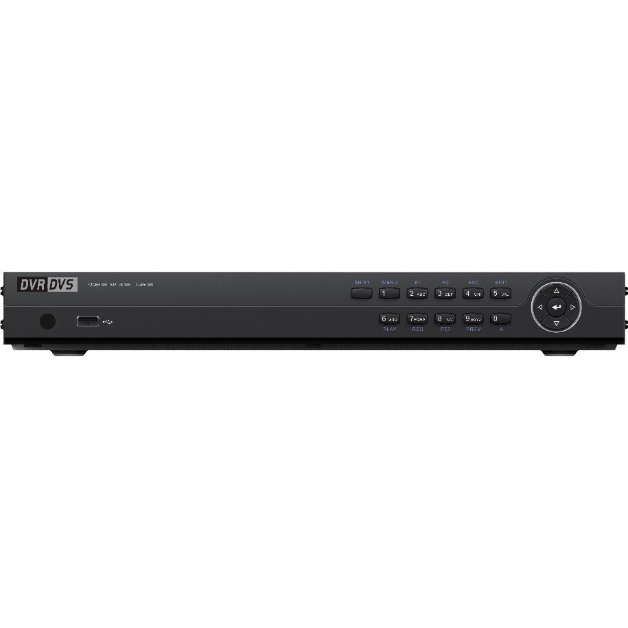 Galaxy Platinum 16-channel 8MP DVR with 2 SATA ports, showing front view with multiple input connections and control buttons.