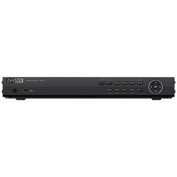 Galaxy Platinum 8-channel 5MP/8MP TVI DVR with AcuSense technology and 1-SATA port, black exterior with front ports and logo.