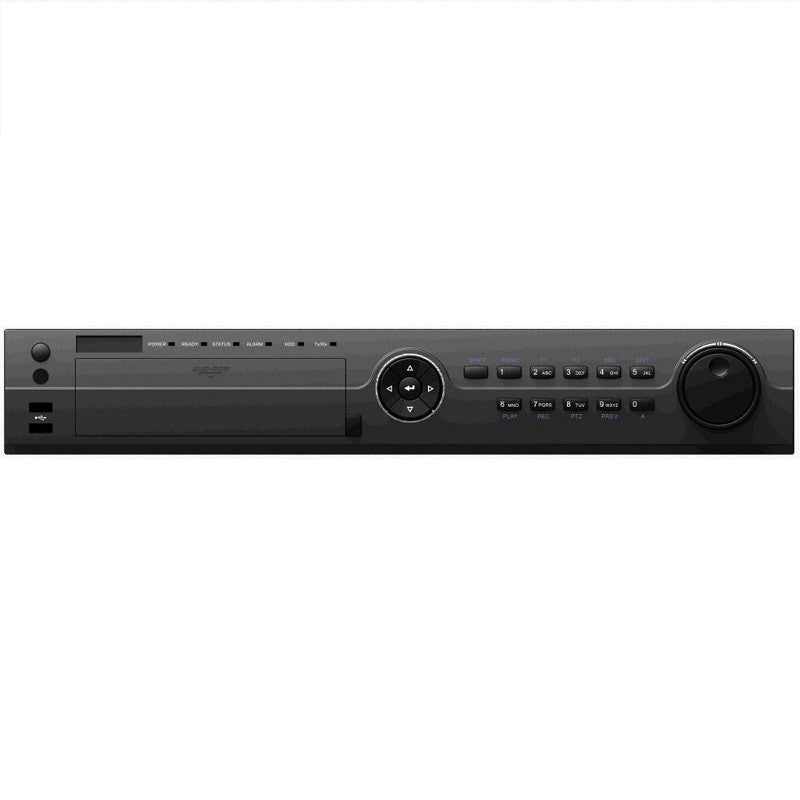 Galaxy Platinum 32-channel 8MP Turbo ACUSENSE DVR with 4 SATA ports, black front panel, and control buttons.