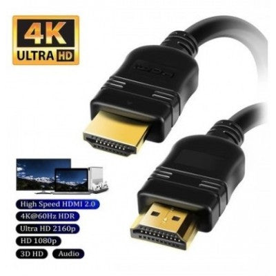 Galaxy Security 25FT HDMI cable connected to devices, showing flexible black cable with gold-plated connectors for high-quality video transfer.