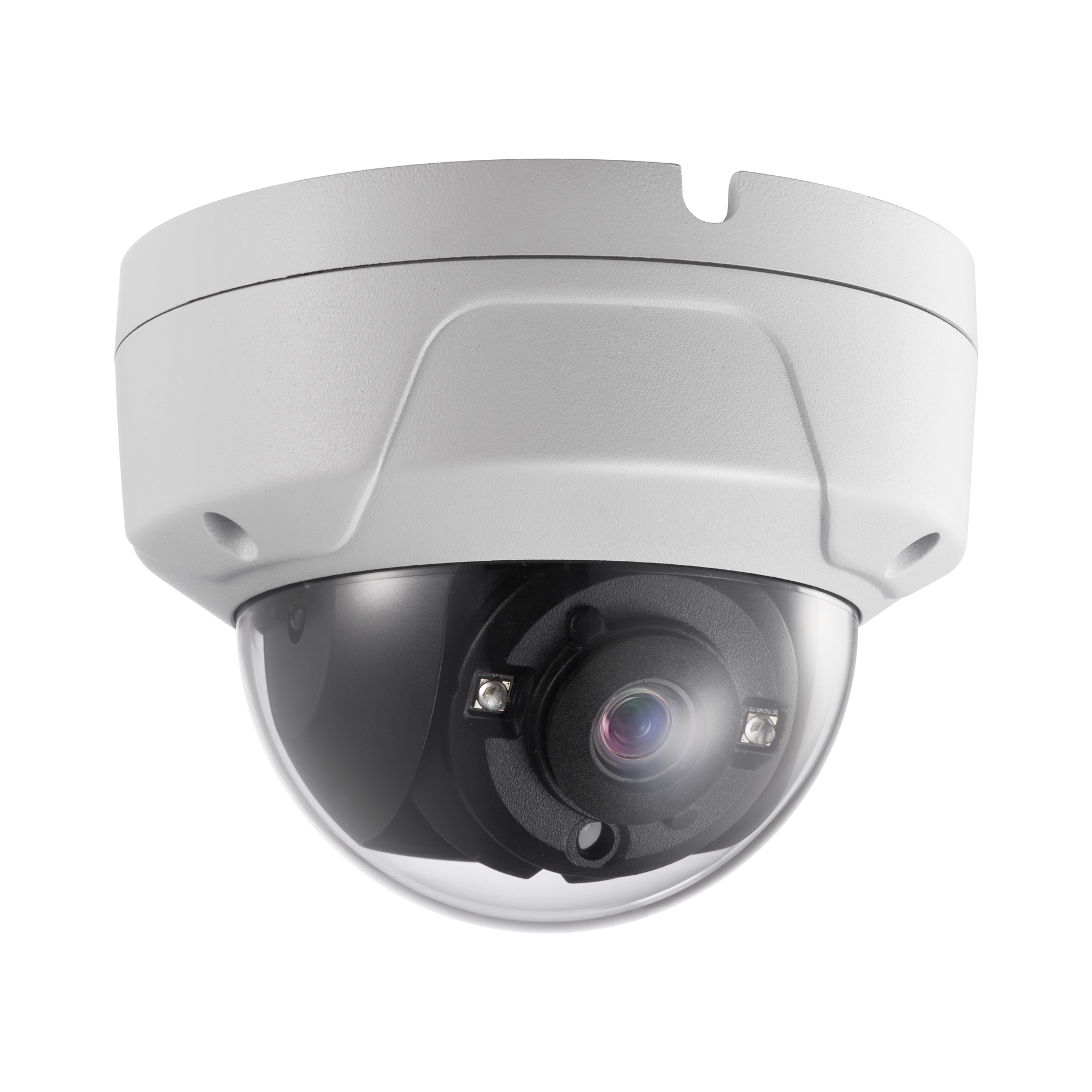 Galaxy Security 5MP TVI Dome Camera with 2.8mm lens in white, showing the sleek, round security dome for surveillance.