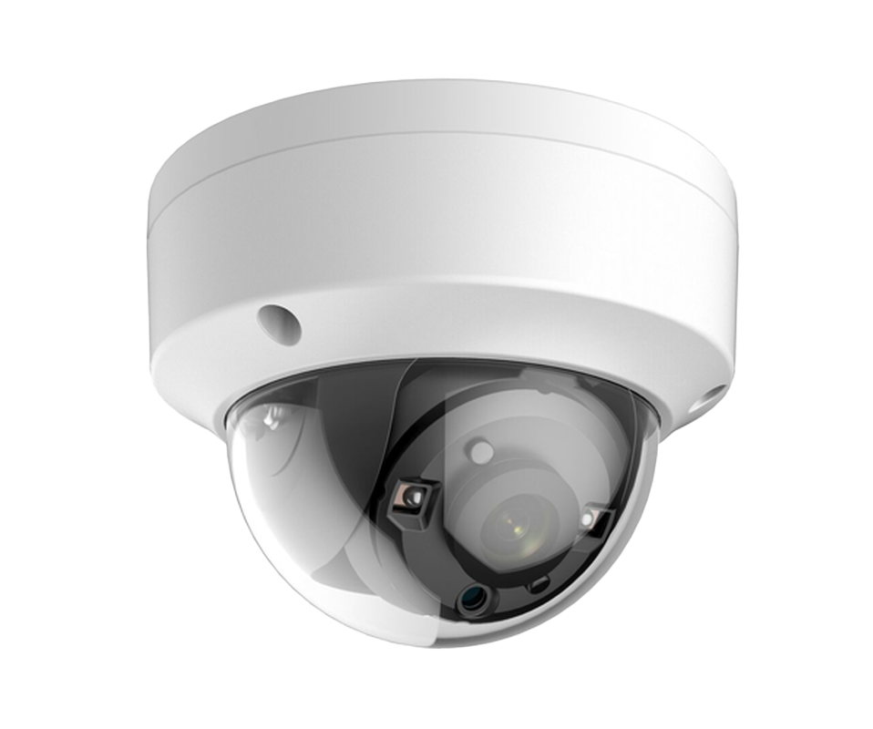 Galaxy Security 2MP TVI Dome camera with 2.8mm lens in white, showing the dome housing and camera lens.