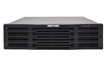Uniview DEU1016 3U mini SAS disk enclosure with space for 16 HDDs, black metal enclosure, front view showing drive bays