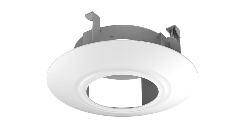 In-ceiling mount bracket for surveillance cameras, shown in black with adjustable swivel joints, designed for secure ceiling installation.