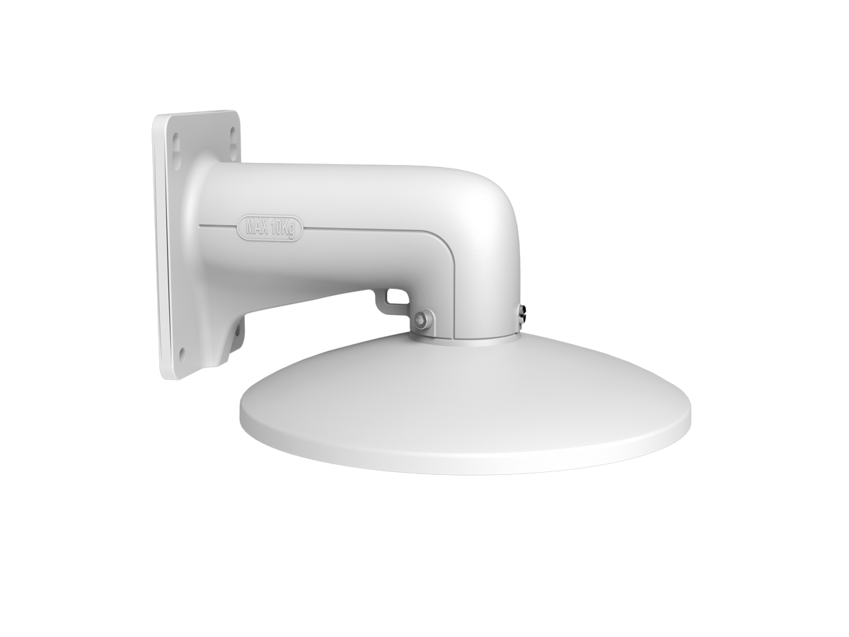 Hikvision Mounting Bracket PC-G1 by Galaxy Security for security cameras, shown mounted on a wall with adjustable features.