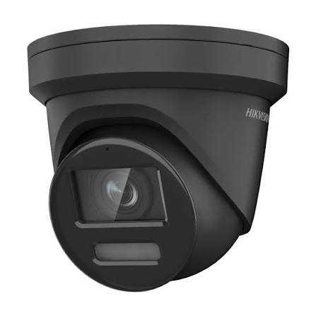 Hikvision 8MP turret IP camera DS-2CD2387G2-LSU/SL in black with 2.8mm lens, designed for security surveillance.