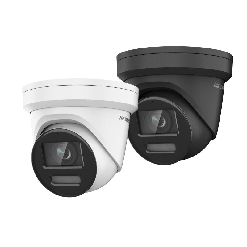 Hikvision 8MP Turret IP Camera DS-2CD2387G2-LU with 2.8mm lens, black security camera for surveillance.