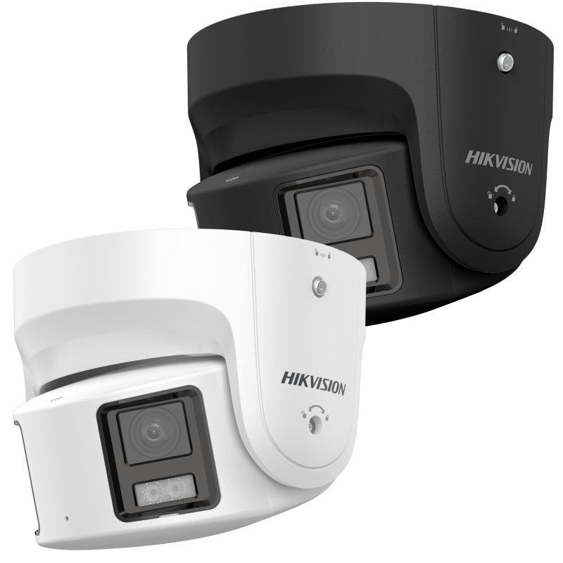 Hikvision DS-2CD2387G2P-LSU/SL 8MP Black Panorama ColorVu Fixed Turret Network Camera showing lens and camera body