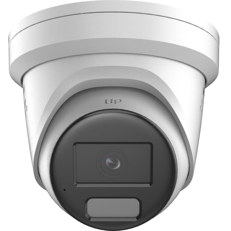Galaxy Security 8 MP AcuSense turret network camera with strobe light and audible warning for security monitoring.