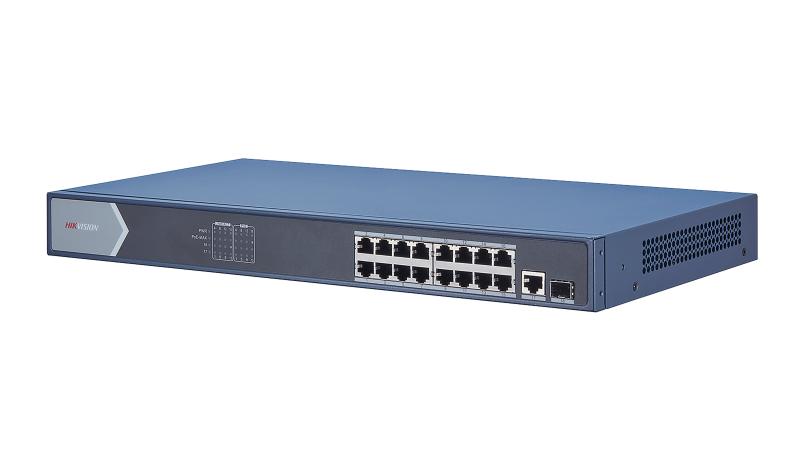 Galaxy Security 8 Port Gigabit unmanaged POE switch with multiple Ethernet ports and power over Ethernet capability.