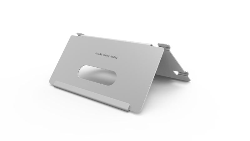 Indoor monitor stand for Galaxy Security intercom, sturdy black holder with mounting features for easy installation.