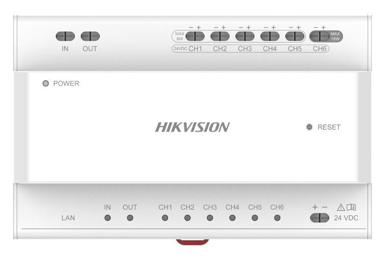 HIKVISION Two Wire Distributor DS-KAD706Y-P for security camera systems, shown in a close-up image.