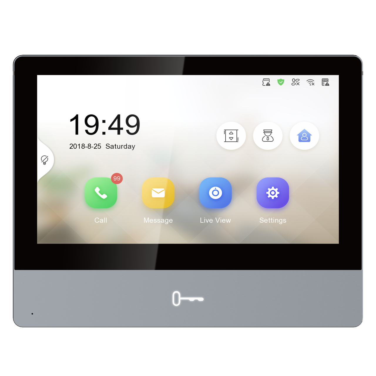 Indoor station DS-KH8350-TE1 from Galaxy Platinum KH8 Series by My Store, featuring a sleek touchscreen display and communication panels.