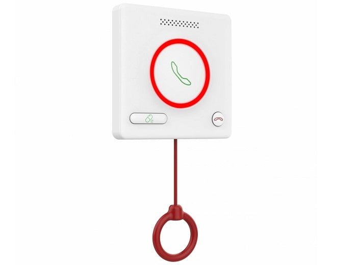 Hikvision DS-KHH6020X video intercom device with touchscreen display and sleek black design, mounted on a wall.