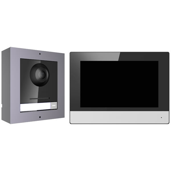 Galaxy Platinum IP Intercom Kit with sleek design, featuring a video monitor and intercom units for secure communication.