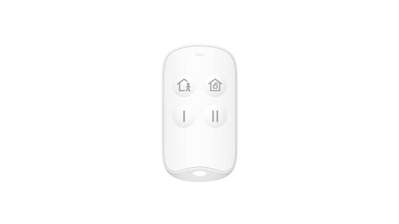 Wireless keyfob from Galaxy Security with buttons for easy remote access and security control.