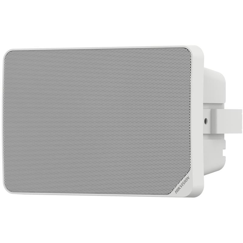 HIKVISION analog cabinet speaker 20W mounted on wall, black metal enclosure, suitable for public address and security systems