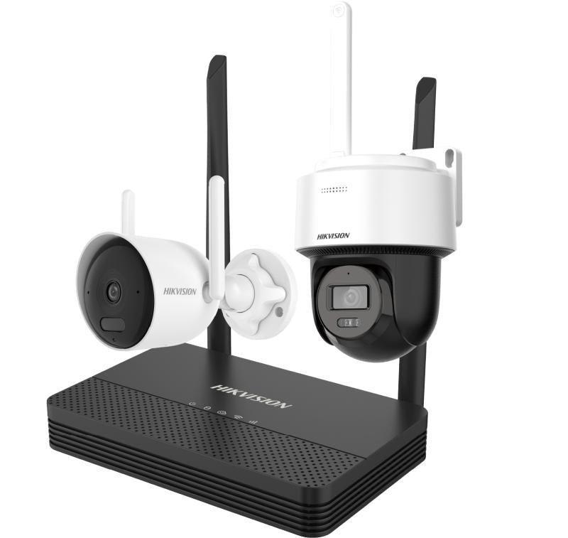 Galaxy Security Hikvision 4MP dome security camera from the NKS424WBPH kit, showing the camera's dome design and mounting details.