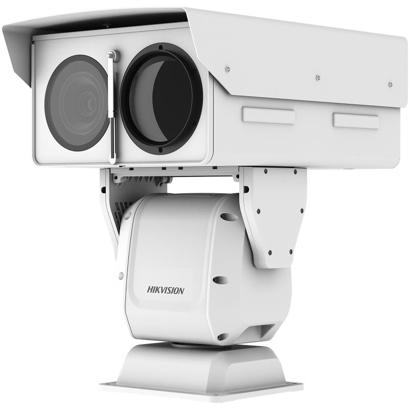 Hikvision 2MP thermal IP camera DS-2TD8167-150ZE2F/W B with galaxy security branding, featuring thermal imaging and sleek design.