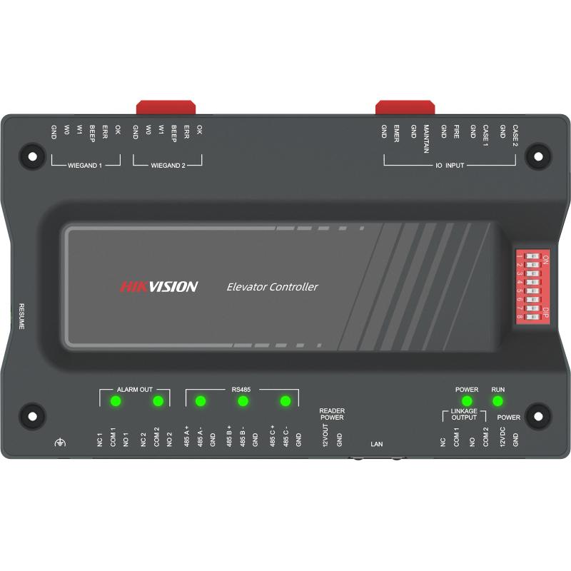 Hikvision DS-K2220X card reader mounted on a wall, featuring a sleek black design with a card slot and LED indicator for access control.