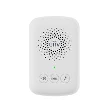 Wireless door chime by Uniview, ED-R1 model with sleek design and push button, ideal for home or office security.